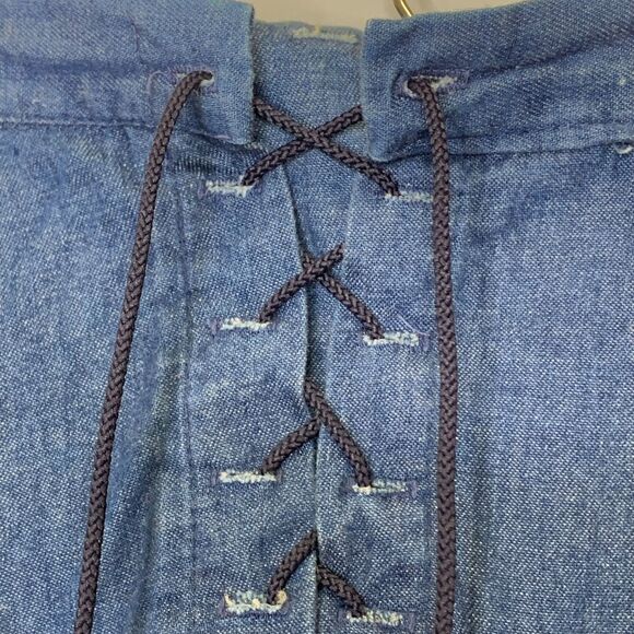 VTG Womens Denim Tiered Prairie Skirt Corset Yoke Western Cowgirl Cottagecore - Picture 4 of 13